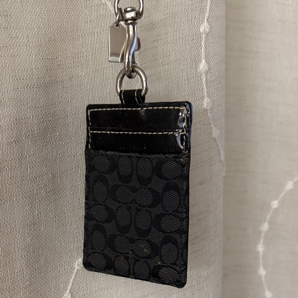 Coach Black Signature Key & Card Holder